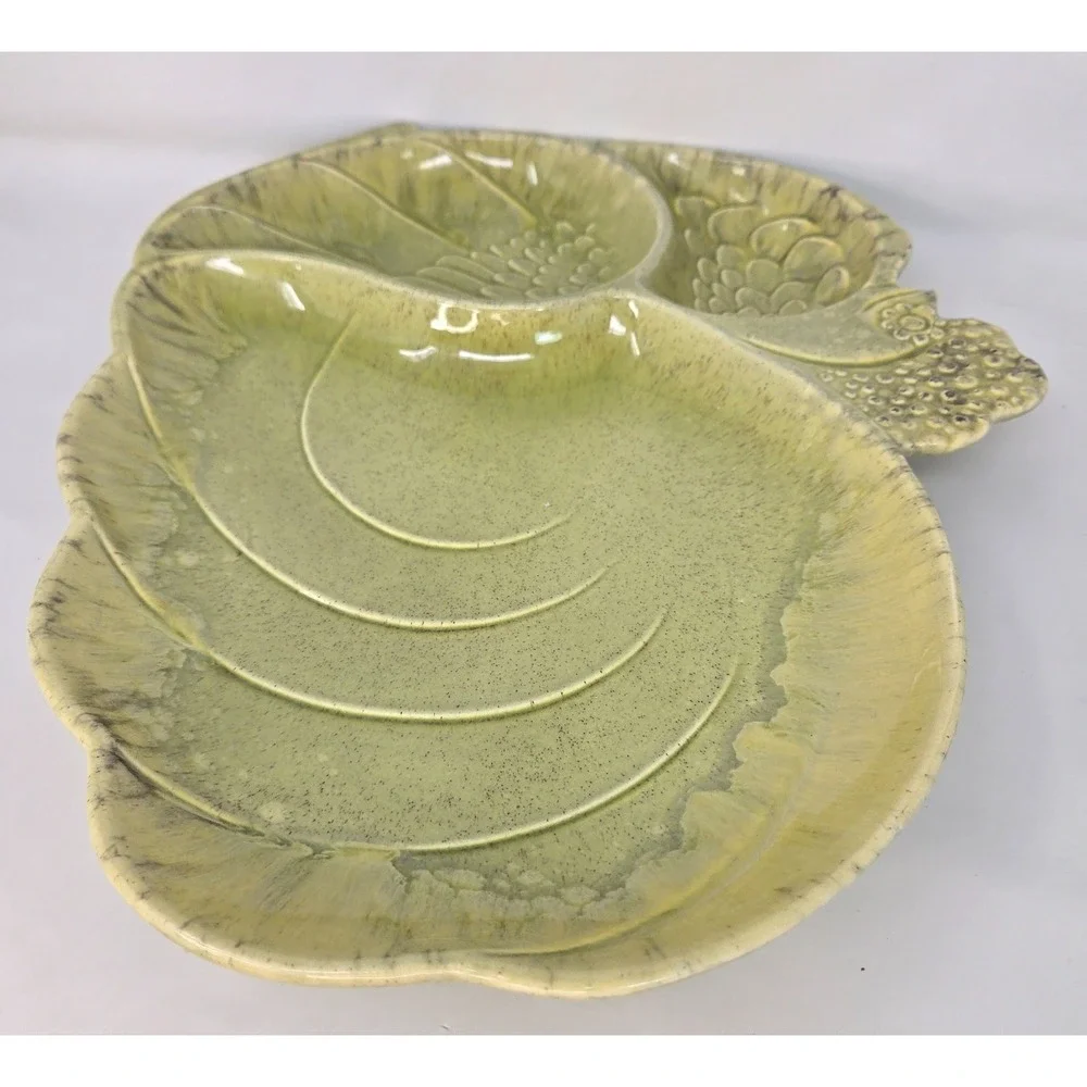 Royal Haeger Cabbage Leaf Relish Chip Dip Serving Tray 14